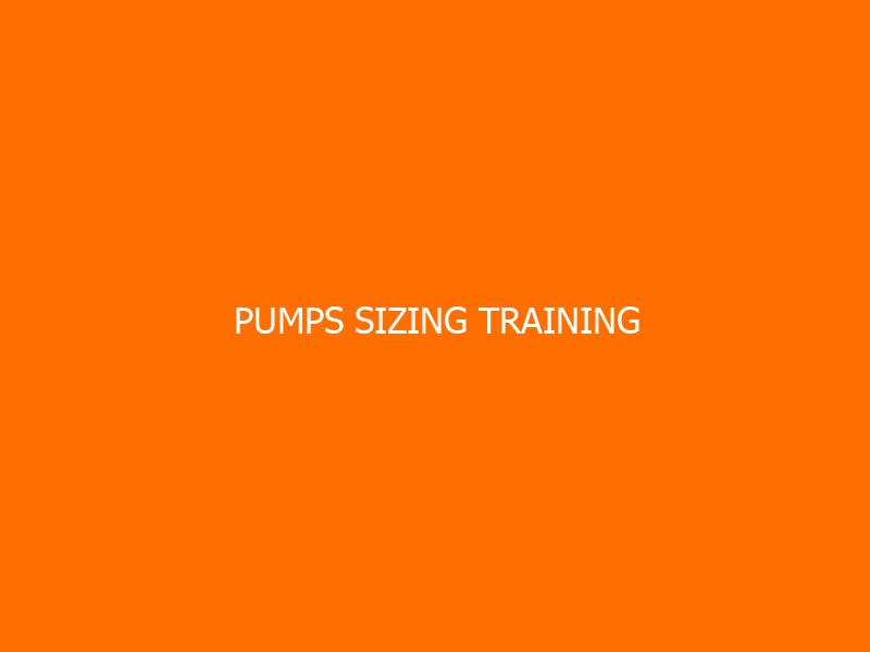 Pumps Sizing Training